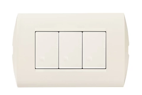 INTERRUPTOR TRIPLE MODUS STYLE 9/32 MARFIL BTICINO REF AE2300EM